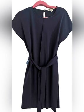 Boden Navy Belted Short-Sleeve Shift Dress